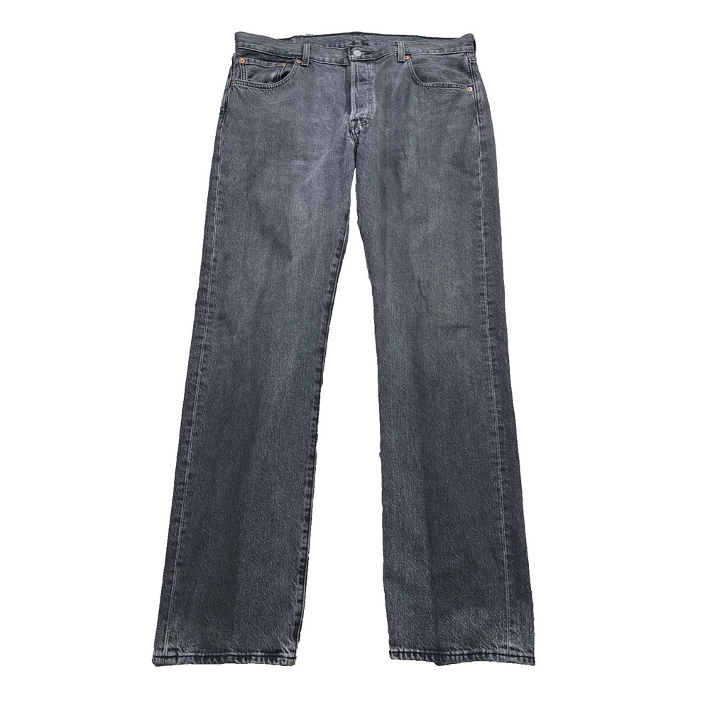 Levis 501 Mens (Fits 38x34) Charcoal Button Fly Original Straight Fit 2023 Jeans